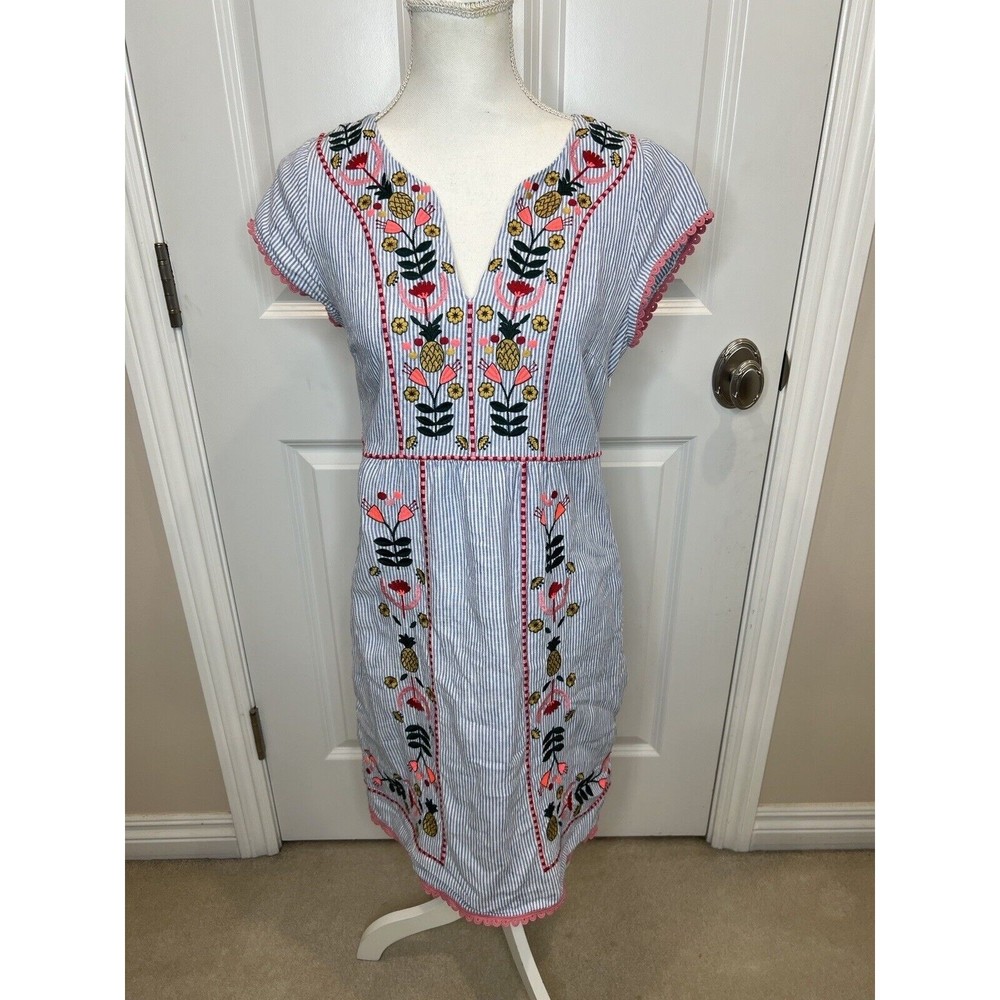 Boden Blue and Pink Embroidered Dress